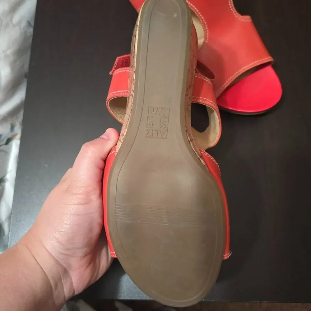 Naturalizer Cinda‎ Wedge Sandal Cork in Orange Papaya Taylor Swift Size 9.5